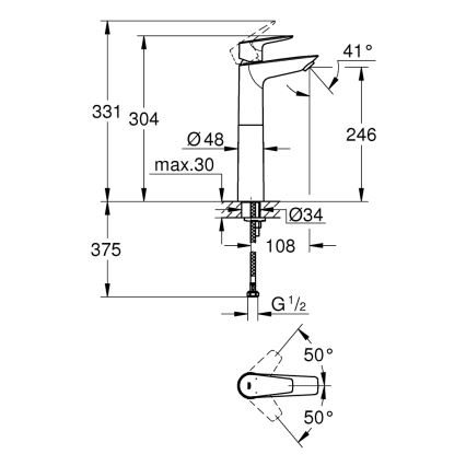 GROHE 32860001 - Praustuvo maišytuvas BAUEDGE 304 mm blizgus chromas