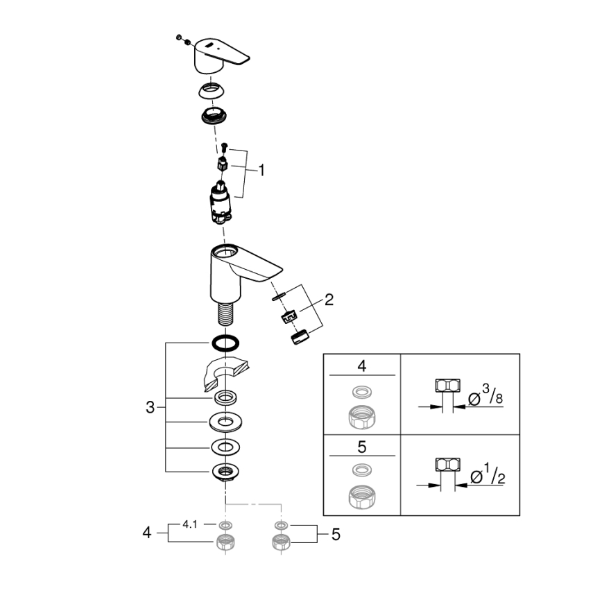 GROHE 32861001 - Maišytuvas BAUEDGE 131 mm blizgus chromas