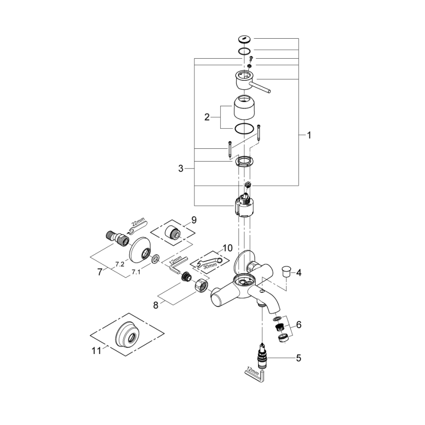 GROHE 32865000 - Vonios maišytuvas BAUCLASSIC DN 15 blizgus chromas