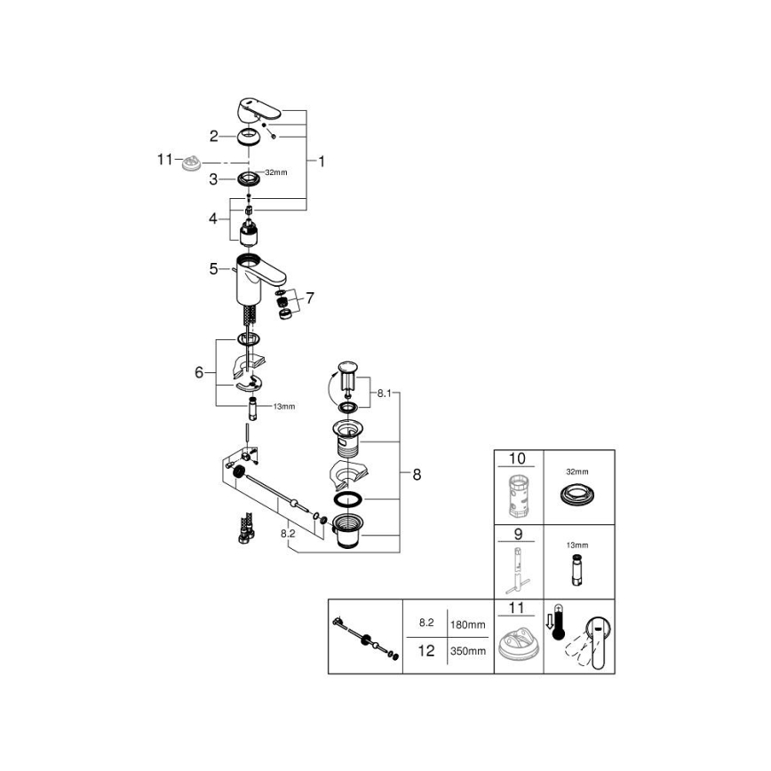 GROHE 32883000 - Praustuvo maišytuvas GET, S dydis, blizgus chromas