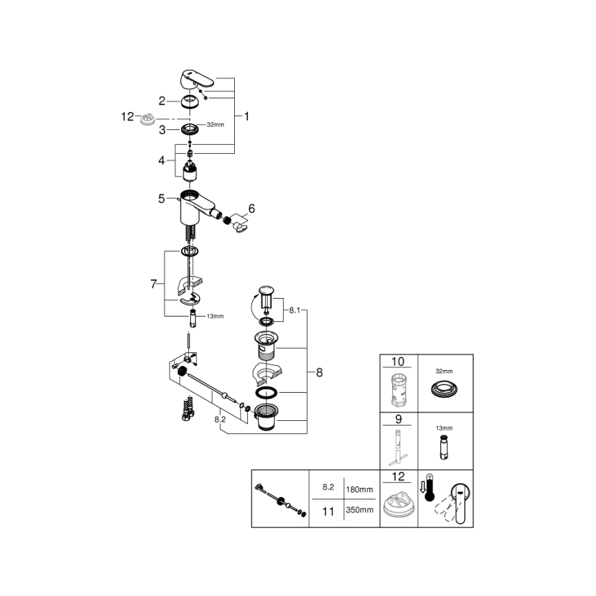 GROHE 32885000 - Bidetinis maišytuvas GET DN 15, blizgus chromas