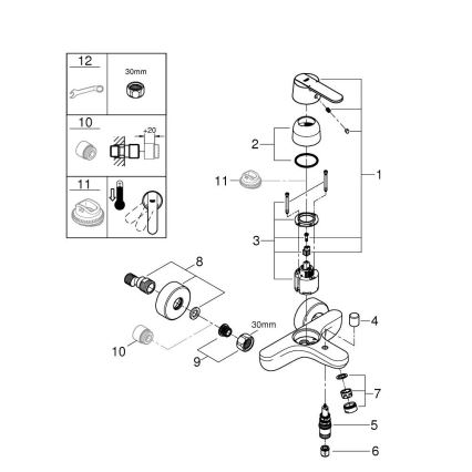 GROHE 32887000 – vonios maišytuvas GET DN 15, blizgus chromuotas paviršius
