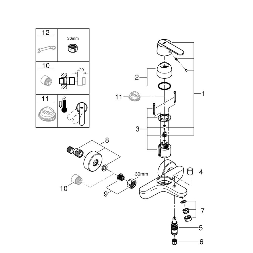 GROHE 32887000 – vonios maišytuvas GET DN 15, blizgus chromuotas paviršius