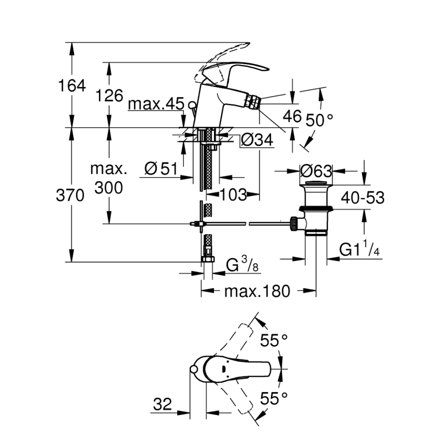 GROHE 32929002 - Bidė maišytuvas EUROSMART, dydis S, blizgus chromas
