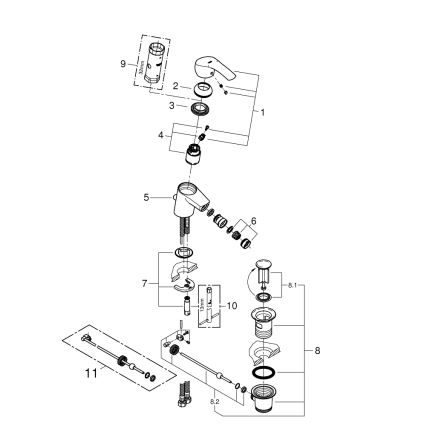 GROHE 32929002 - EUROSMART bidė maišytuvas, S dydis, blizgus chromas