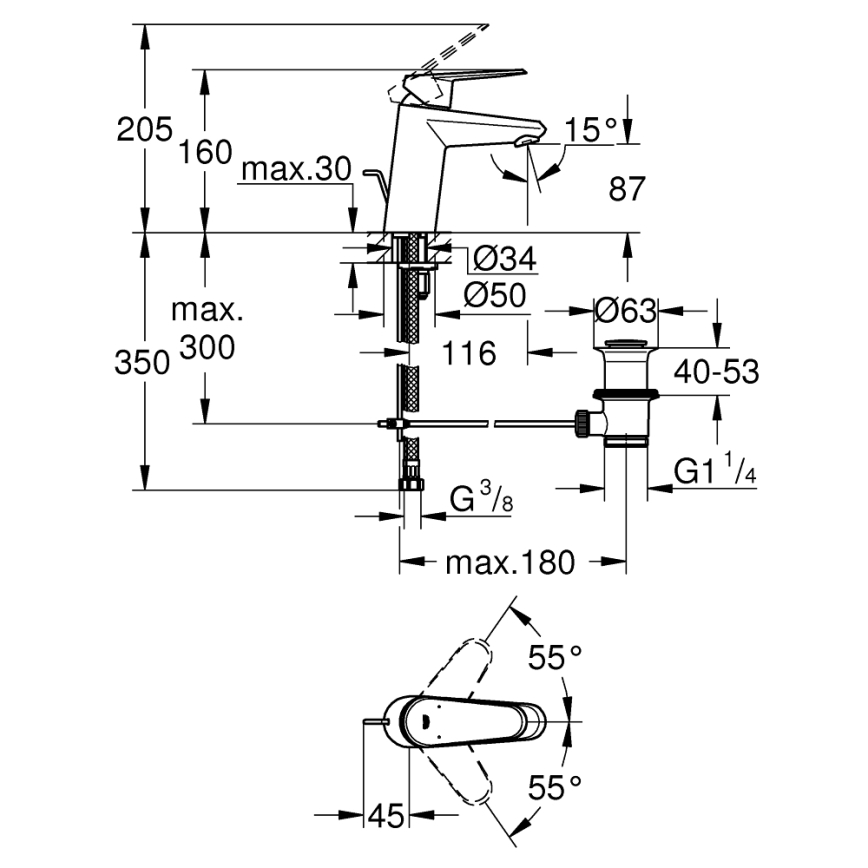 GROHE 3319020E - Praustuvo maišytuvas EURODISC COSMOPOLITAN, dydis S, chromuotas