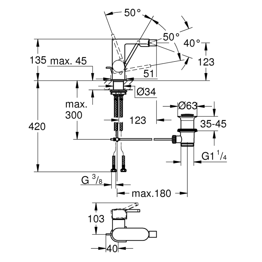 GROHE 33241003 - Bidetinis maišytuvas PLUS blizgus chromas