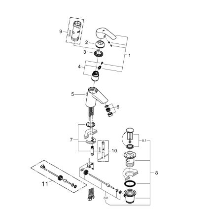 GROHE 33265002 - Praustuvės maišytuvas EUROSMART DN 15, dydis S, blizgus chromas