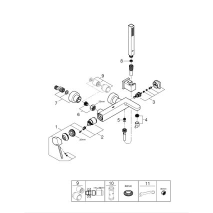 GROHE 33547003 - Vonios komplektas su maišytuvu PLUS, blizgus chromas