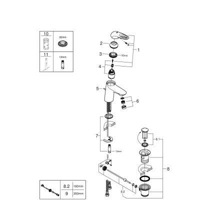 GROHE 33558LS3 - praustuvo maišytuvas EUROSTYLE dydis S baltas