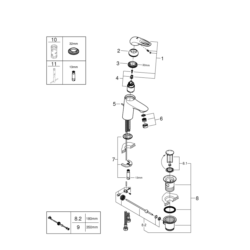 GROHE 33558LS3 - praustuvo maišytuvas EUROSTYLE dydis S baltas