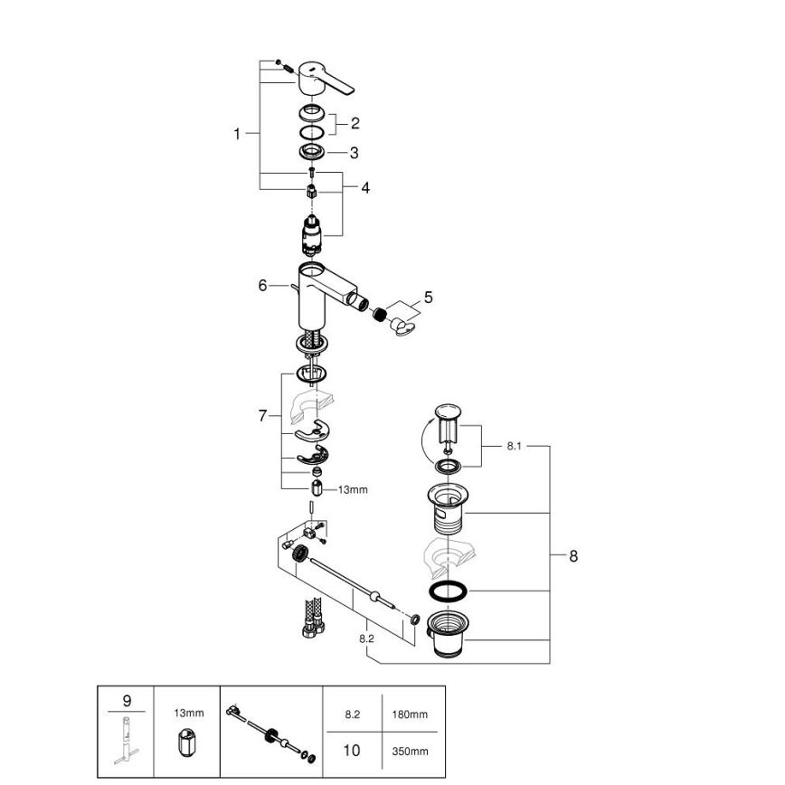 GROHE 33848001 - Bidė maišytuvas LINEARE DN 15 blizgus chromas