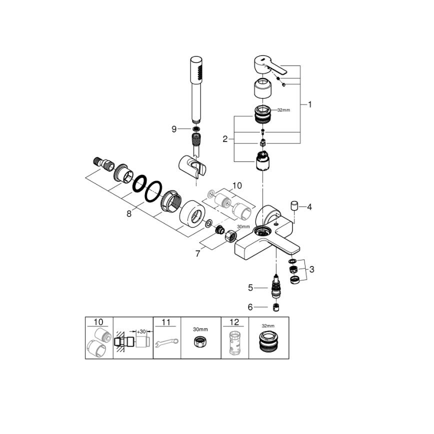 GROHE 33850001 - Vonios maišytuvas LINEARE DN 15 blizgus chromas