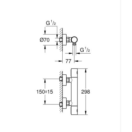 GROHE 34065AL2 – termostatinė dušo baterija GROHTHERM 1000 COSMOPOLITAN DN 15, grafitinė