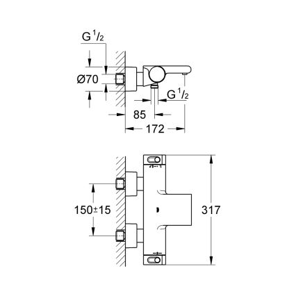 GROHE 34174001 - Termostatinis vonios maišytuvas GROHTHERM 2000 172 mm blizgus chromas