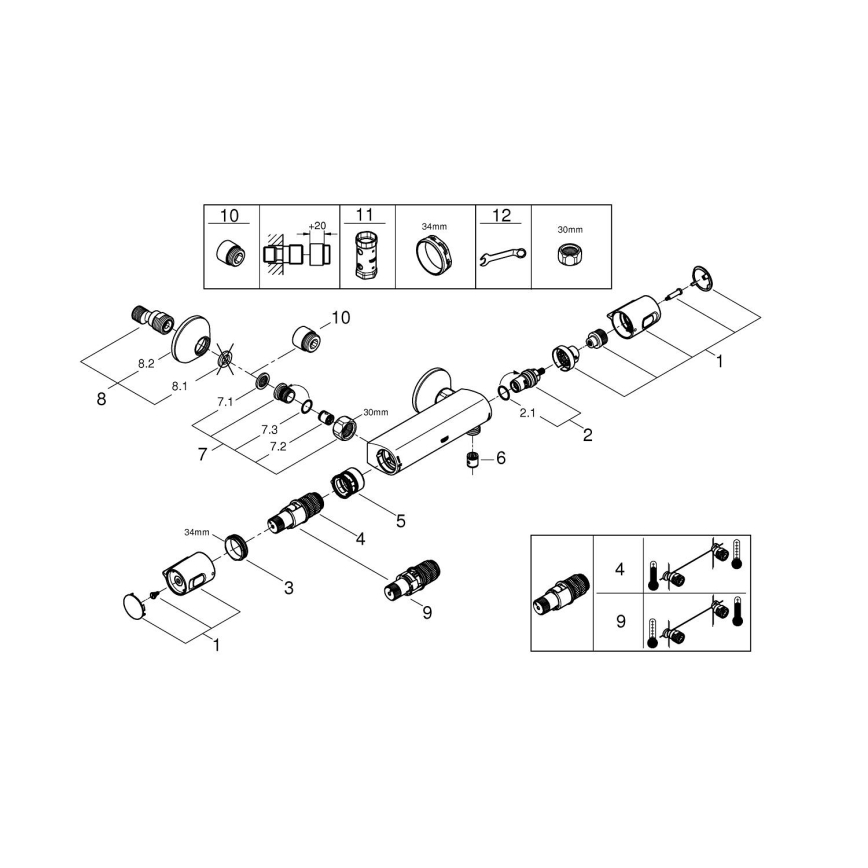 GROHE 34229002 - Termostatinis dušo maišytuvas PRECISION TREND DN 15 chromuotas