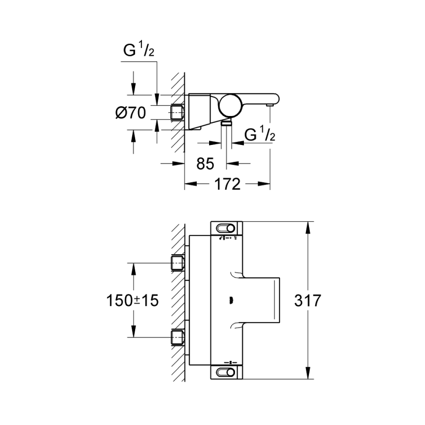 GROHE 34464001 – GROHTHERM 2000 DN 15 termostatinis vonios maišytuvas, blizgus chromas