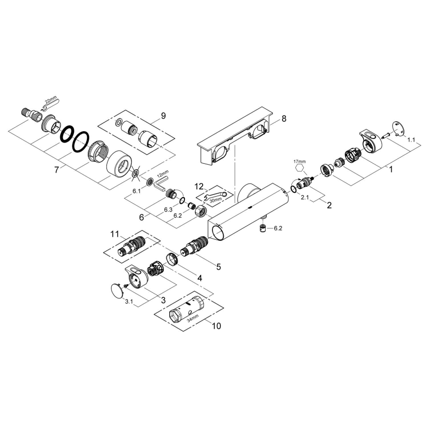 GROHE 34469001 - Termostatinis dušo maišytuvas GROHTHERM 2000 DN 15 chromas