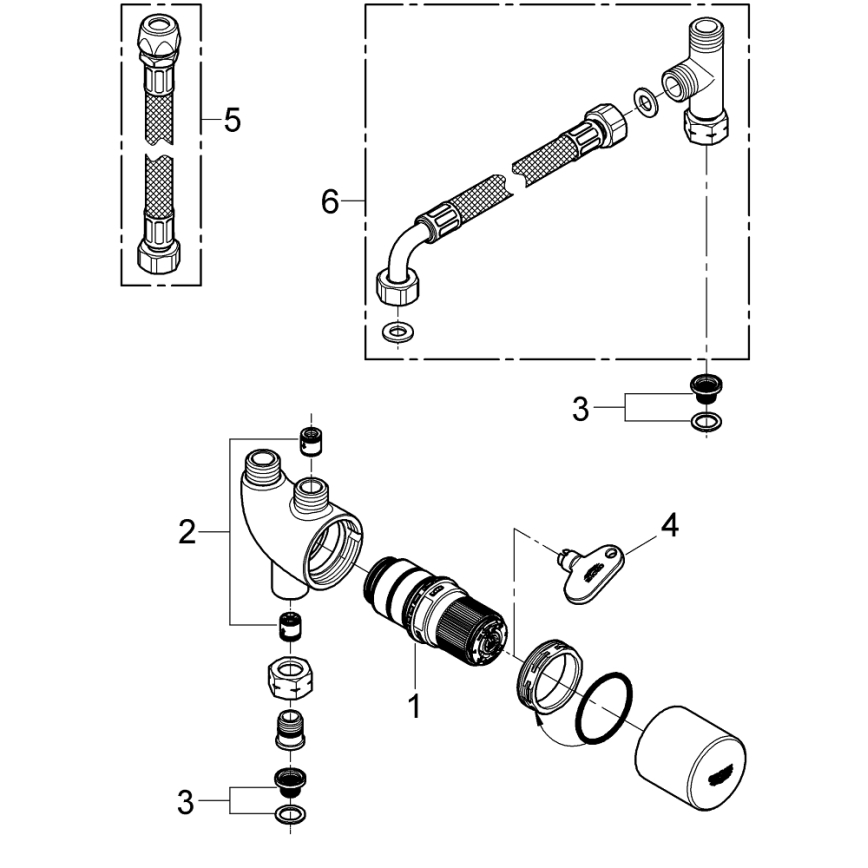 GROHE 34487000 - Termostatinė apsauga nuo nudegimų GROHTHERM MICRO chromuota