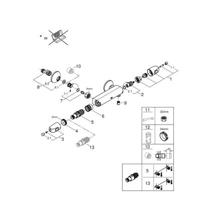 GROHE 34550000 - termostatinis dušo maišytuvas GROHTHERM 1000 DN 15, chromuotas