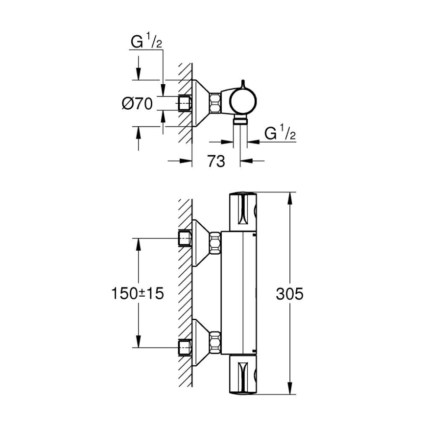 GROHE 34558000 - Termostatinis dušo maišytuvas GROHTHERM 800 DN 15 blizgus chromas