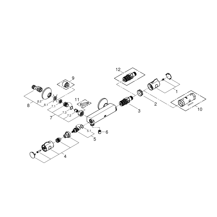 GROHE 34558000 - Termostatinis dušo maišytuvas GROHTHERM 800 DN 15 blizgus chromas