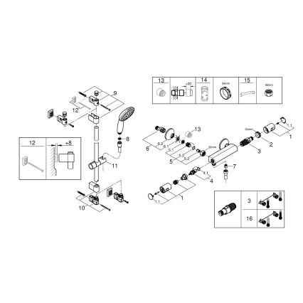 GROHE 34597001 - termostatinis dušo maišytuvas PRECISION START DN 15, chromuotas