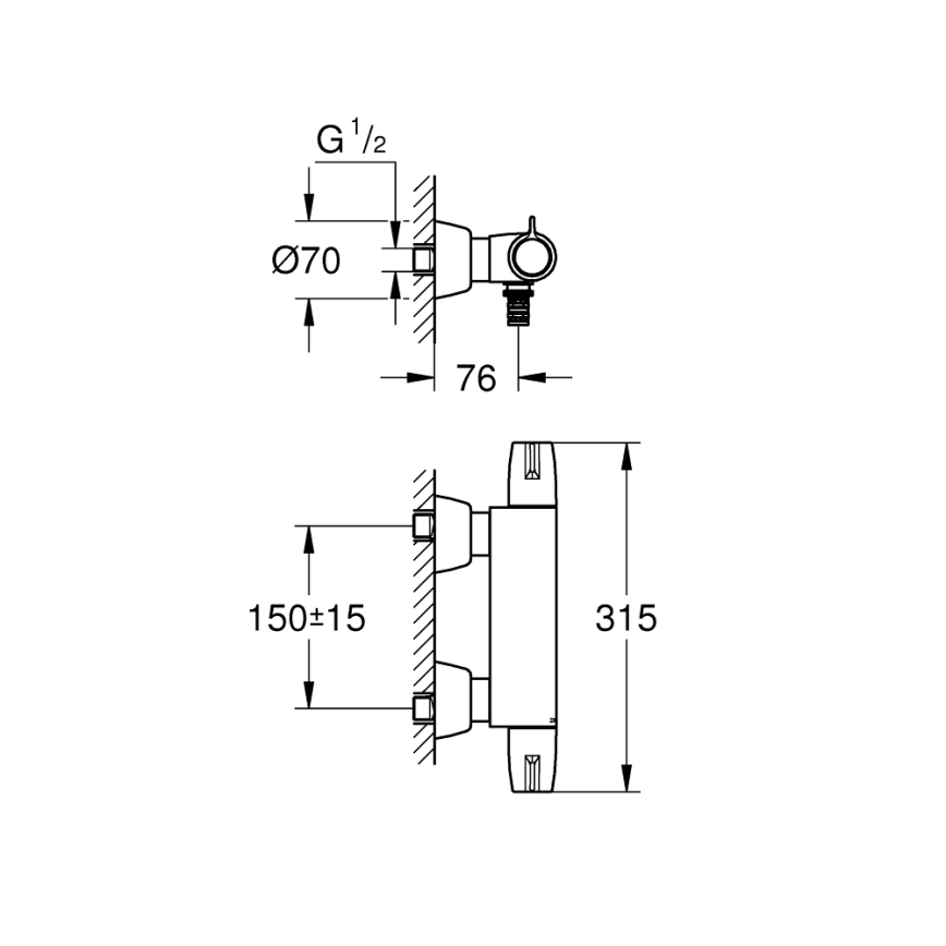 GROHE 34666000 - Termostatinis medicininis maišytuvas DN 15 blizgus chromas