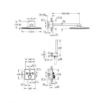 GROHE 34712000 - Dušo komplektas SMARTCONTROL 310 × 310 mm blizgus chromas