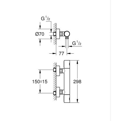 GROHE 34765000-Termostatinis dušo maišytuvas GROHTHERM COSMOPOLITAN DN 15 chromuotas