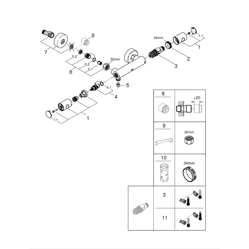 GROHE 34773000 - Termostatinis dušo maišytuvas PRECISION GET DN 15 blizgus chromas