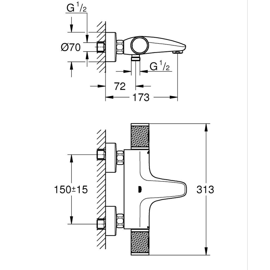 GROHE 34788000 - Termostatinis vonios maišytuvas PRECISION FEEL DN 15 blizgus chromas