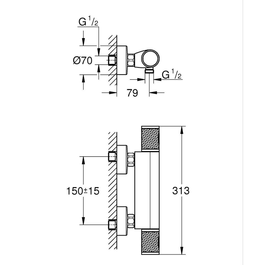 GROHE 34790000 - Termostatinis dušo maišytuvas PRECISION FEEL DN 15 chromuotas