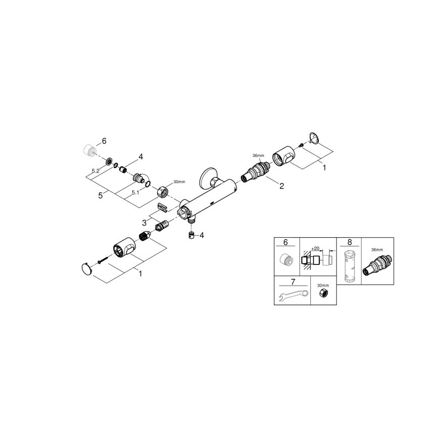 GROHE 34799000 - Termostatinis dušo maišytuvas PRECISION FLOW DN 15 chromuotas
