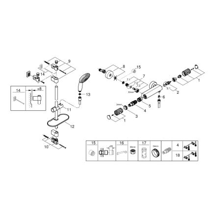 GROHE 34853001 - termostatinis dušo maišytuvas PRECISION FEEL + 90 cm rinkinys, chromuotas