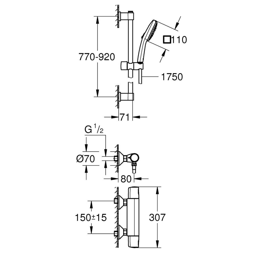GROHE 34855003 - Termostatinė dušo maišytuvė PRECISION TREND 150 mm chromas