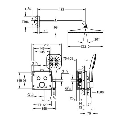 GROHE 34876000 - Dušo sistema PRECISION SMARTCONTROL 310 × 310 mm chromuota