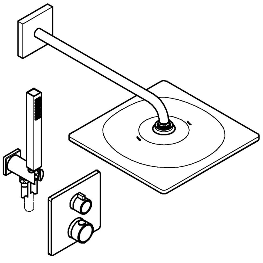GROHE 34881000 - įmontuojama dušo sistema PRECISION 310 × 310 mm blizgus chromas