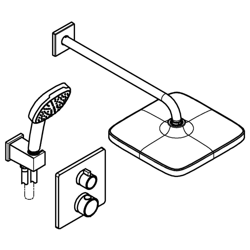 GROHE 348822430 - Dušo komplektas PRECISION 250 × 250 mm juodas