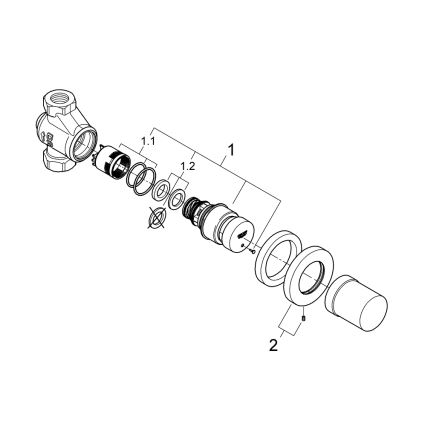 GROHE 36268000 – automatiškai užsidarantis perleidžiamasis vožtuvas EUROECO COSMOPOLITAN T DN 15, chromuotas