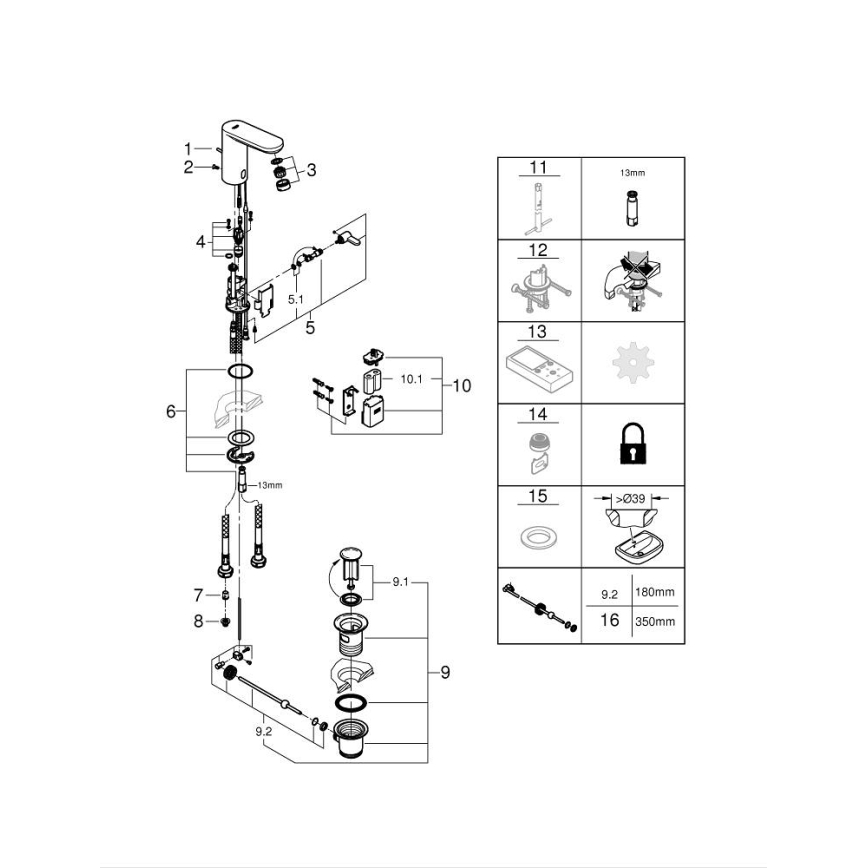 GROHE 36331001 - Praustuvo maišytuvas EUROECO 1 14” blizgus chromas