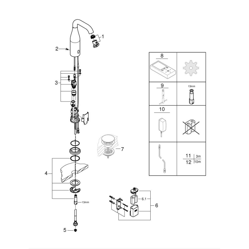 GROHE 36446000 - Elektroninis maišytuvas ESSENCE E su infraraudonųjų spindulių jutikliu, blizgus chromas