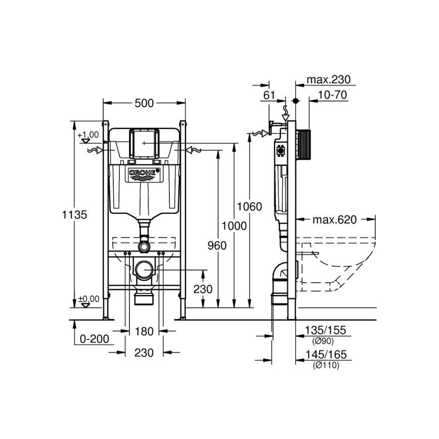 GROHE 36497000 - SOLIDO WC modulis 1,13 m baltas