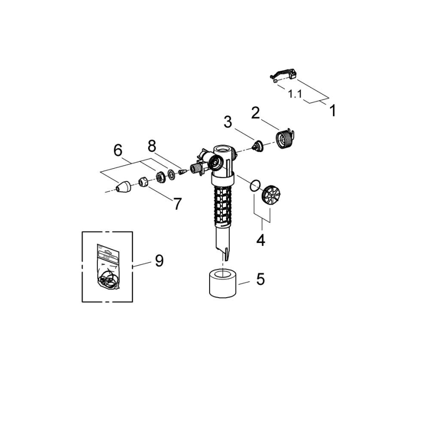 GROHE 37095000 - Užpildymo vožtuvas 38” blizgus chromas