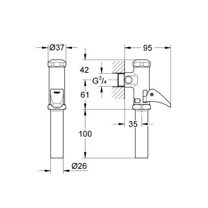 GROHE 37139000 - Automatinis nuleidimo vožtuvas DAL 34” blizgus chromas