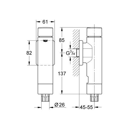 GROHE 37349000 - Slėginis nuleidimo mechanizmas RONDO A.S. 3” blizgus chromas