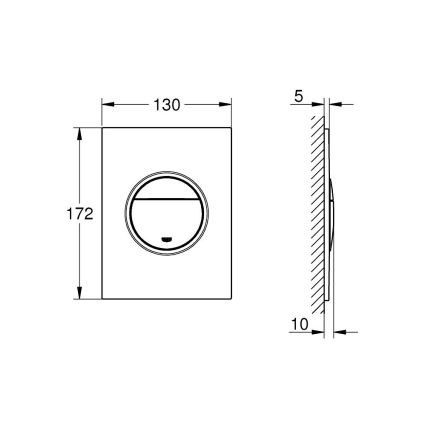 GROHE 37601AL0 - Nuleidimo plokštelė NOVA COSMOPOLITAN S 130 × 172 mm grafitas