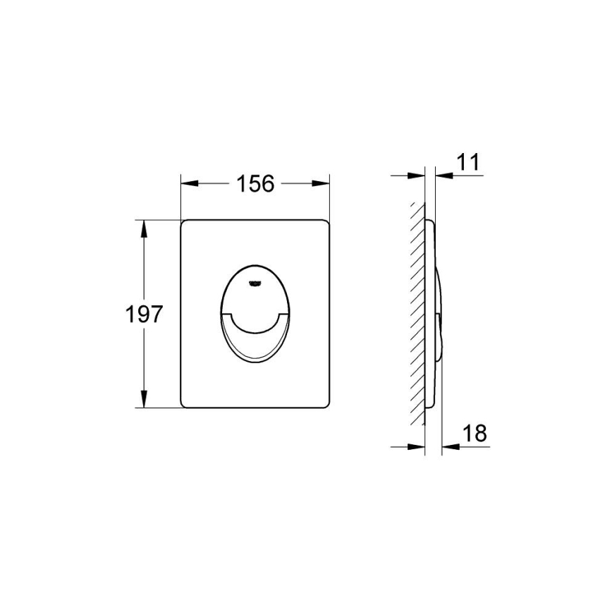 GROHE 38505000 - SKATE AIR nuleidimo mygtukas, 156 × 197 mm, blizgus chromas