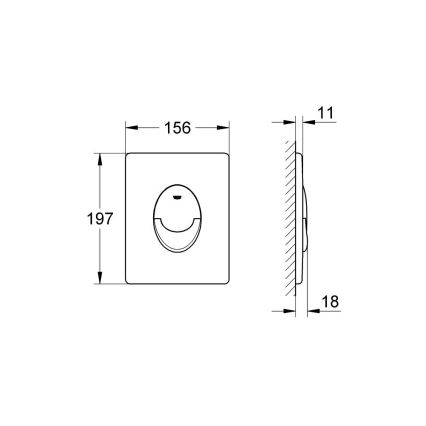 GROHE 38505P00 - Valdymo plokštelė SKATE AIR 156 × 197 mm matinio chromo apdaila