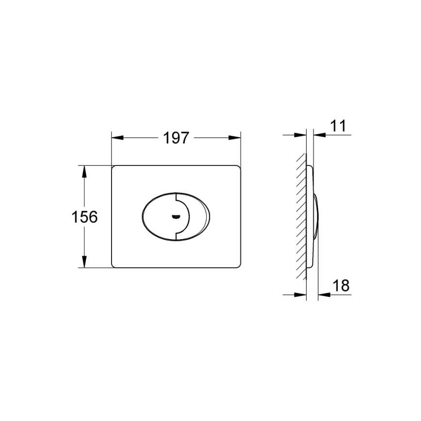 GROHE 38506000 - nuleidimo mygtukas SKATE AIR 156 × 197 mm blizgus chromas